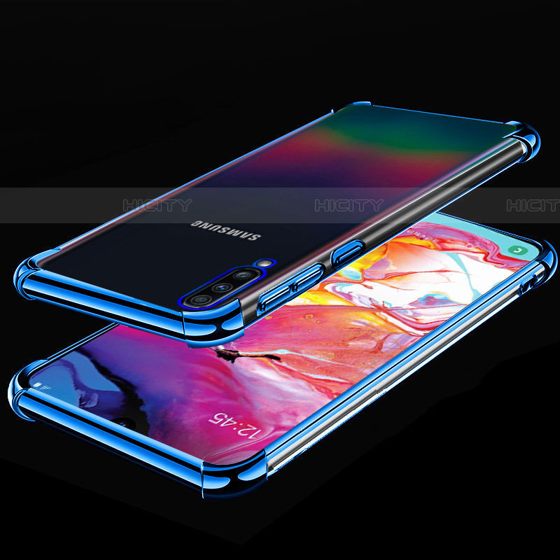 Funda Silicona Ultrafina Carcasa Transparente S01 para Samsung Galaxy A70S Azul
