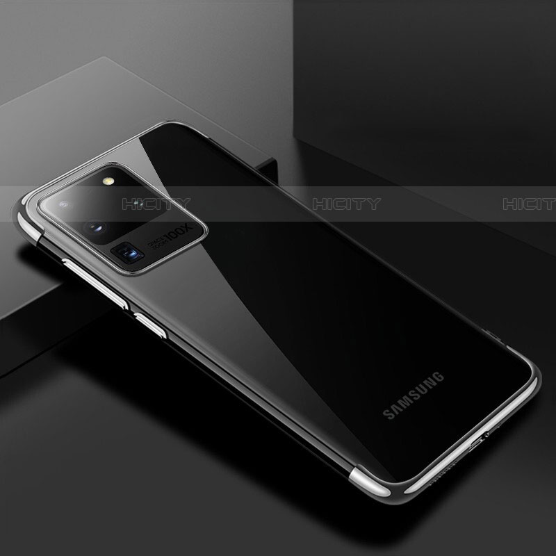 Funda Silicona Ultrafina Carcasa Transparente S01 para Samsung Galaxy S20 Ultra 5G Plata