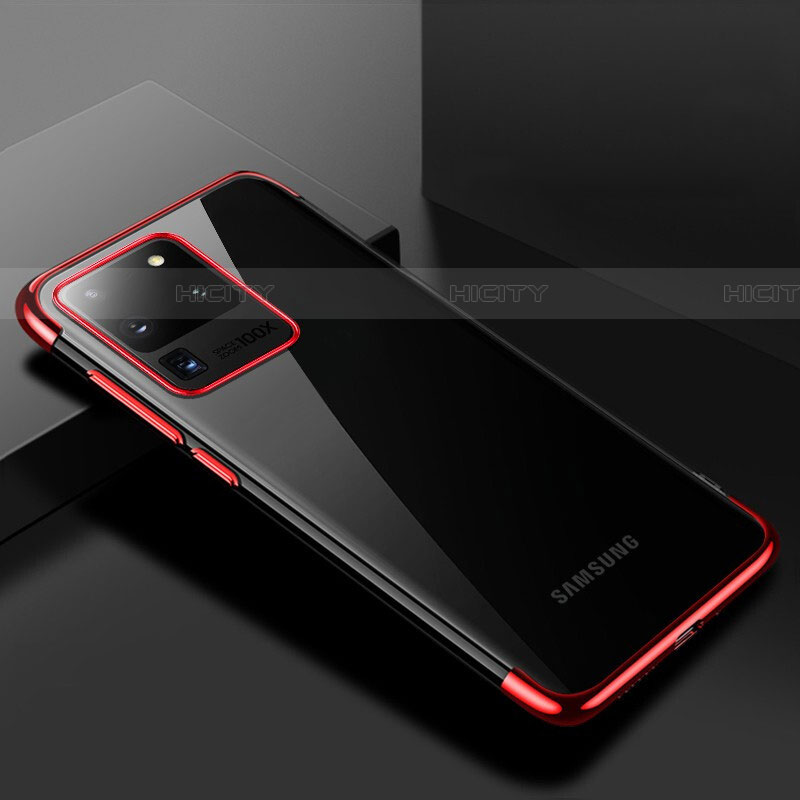 Funda Silicona Ultrafina Carcasa Transparente S01 para Samsung Galaxy S20 Ultra 5G Rojo