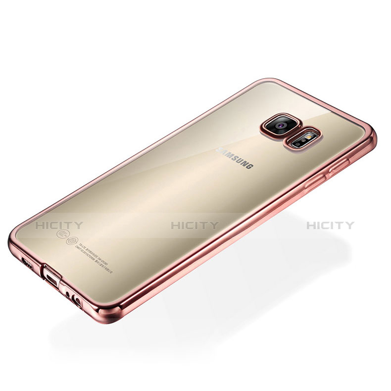 Funda Silicona Ultrafina Carcasa Transparente S01 para Samsung Galaxy S6 Edge+ Plus SM-G928F Oro Rosa