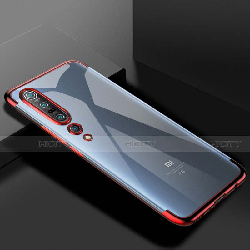 Funda Silicona Ultrafina Carcasa Transparente S01 para Xiaomi Mi 10 Pro Rojo