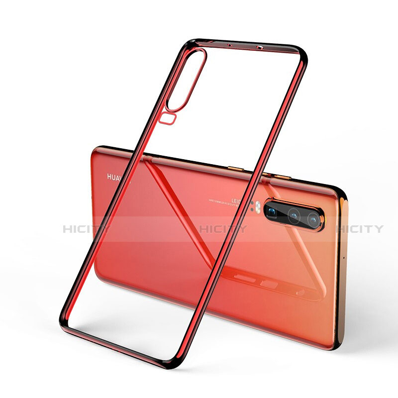 Funda Silicona Ultrafina Carcasa Transparente S02 para Huawei P30 Rojo