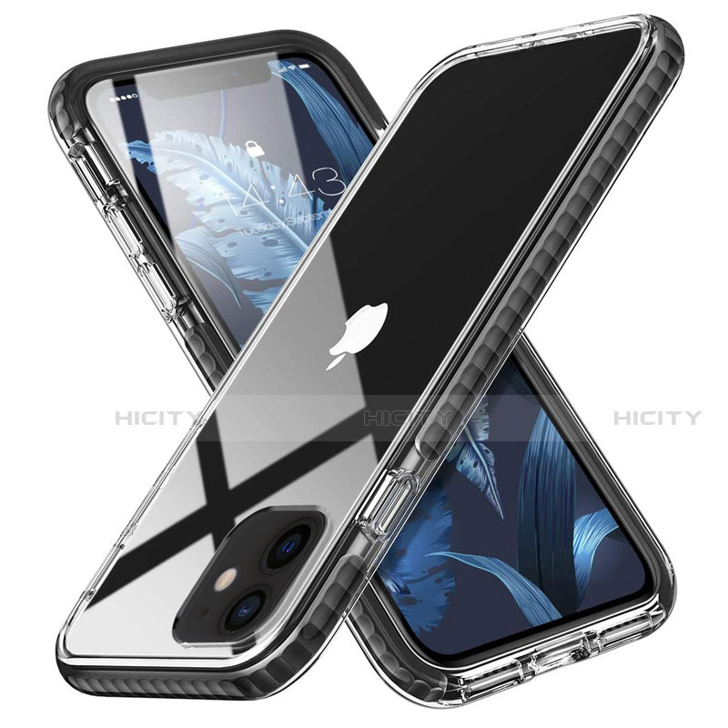 Funda Silicona Ultrafina Carcasa Transparente S03 para Apple iPhone 12 Mini Negro