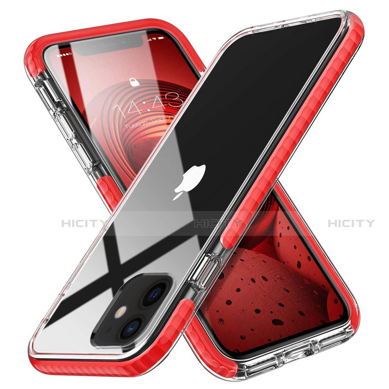Funda Silicona Ultrafina Carcasa Transparente S03 para Apple iPhone 12 Mini Rojo