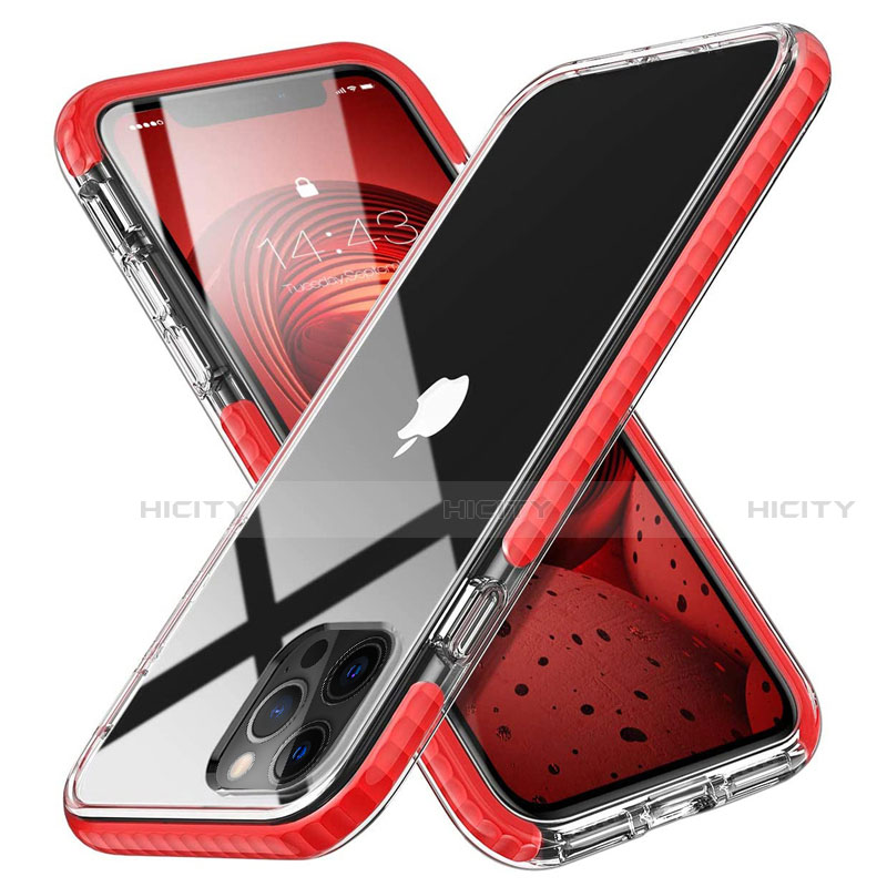 Funda Silicona Ultrafina Carcasa Transparente S03 para Apple iPhone 12 Pro Rojo