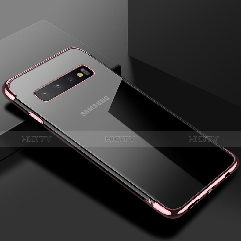 Funda Silicona Ultrafina Carcasa Transparente S03 para Samsung Galaxy S10 Plus Oro Rosa