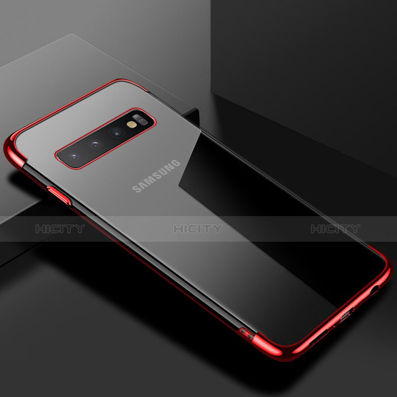 Funda Silicona Ultrafina Carcasa Transparente S03 para Samsung Galaxy S10 Plus Rojo