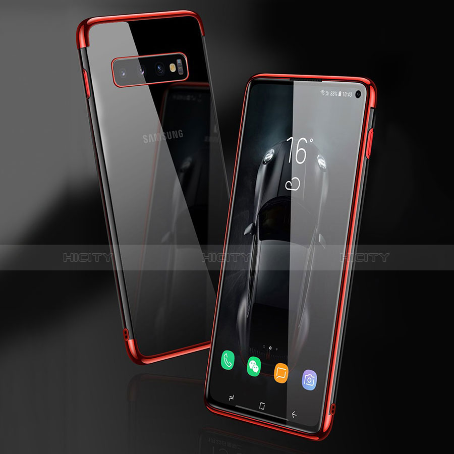 Funda Silicona Ultrafina Carcasa Transparente S03 para Samsung Galaxy S10 Rojo