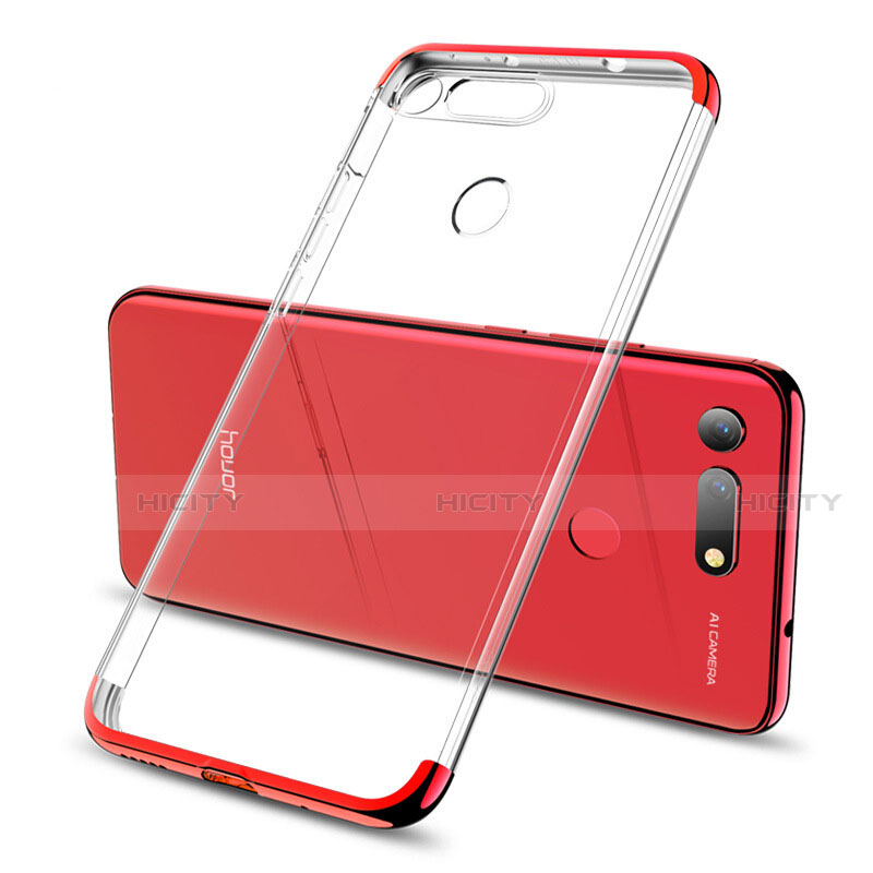 Funda Silicona Ultrafina Carcasa Transparente S06 para Huawei Honor V20 Rojo