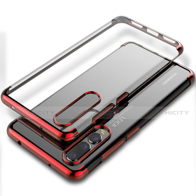 Funda Silicona Ultrafina Carcasa Transparente S06 para Huawei P20 Pro Rojo