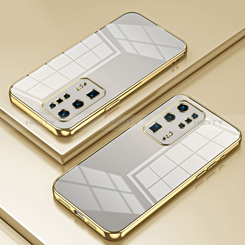 Funda Silicona Ultrafina Carcasa Transparente SY1 para Huawei P40 Pro+ Plus Oro