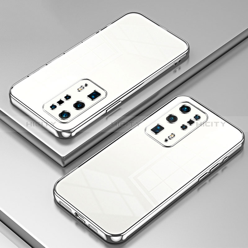 Funda Silicona Ultrafina Carcasa Transparente SY1 para Huawei P40 Pro+ Plus Plata