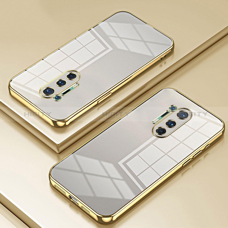 Funda Silicona Ultrafina Carcasa Transparente SY1 para OnePlus 8 Pro Oro