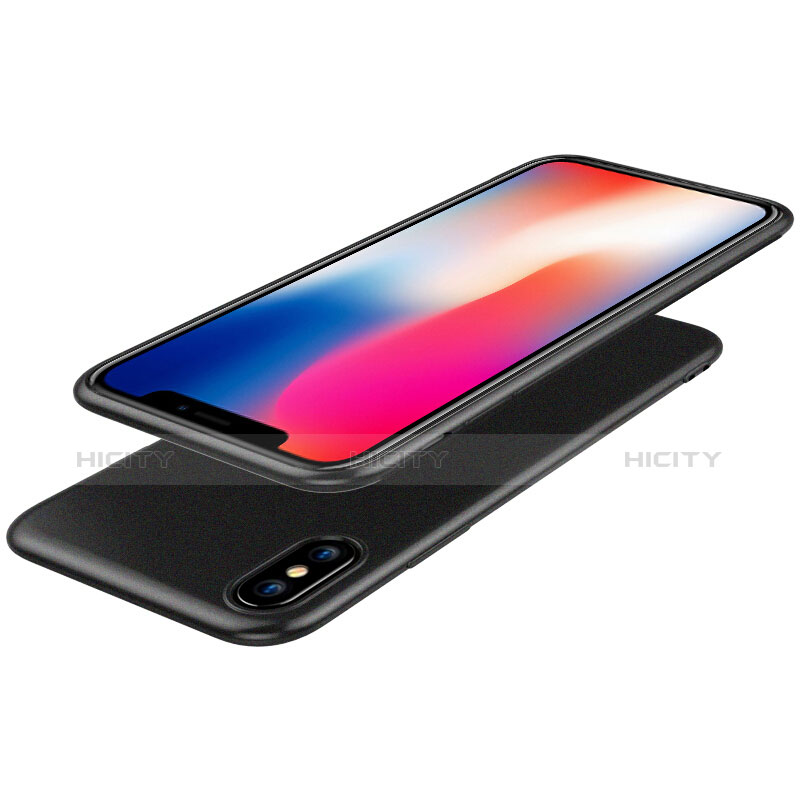 Funda Silicona Ultrafina con Protector de Pantalla para Apple iPhone Xs Max Negro