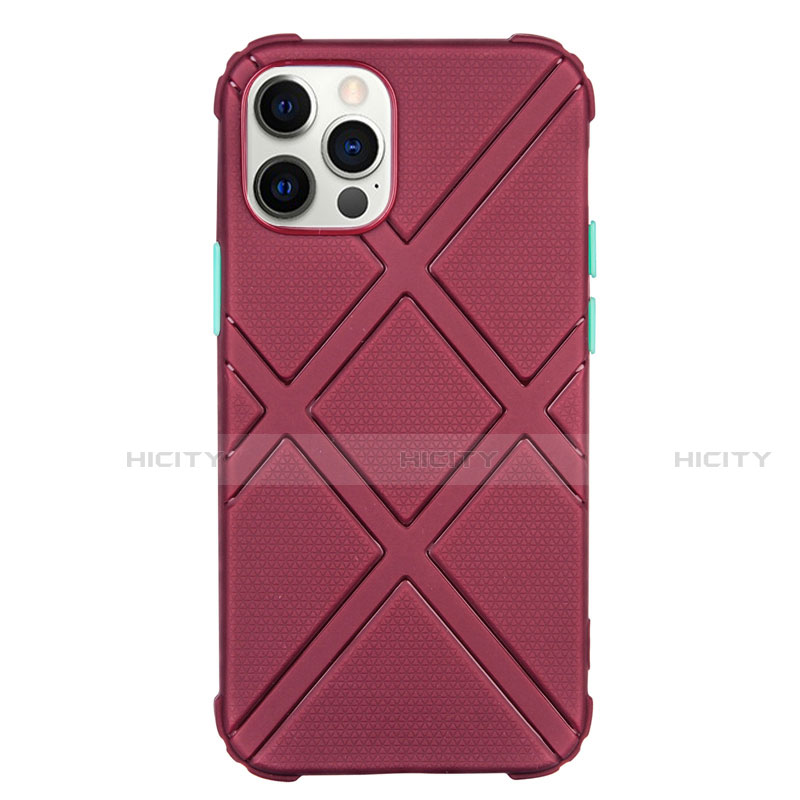 Funda Silicona Ultrafina Goma 360 Grados Carcasa C02 para Apple iPhone 12 Pro Max Rojo Rosa