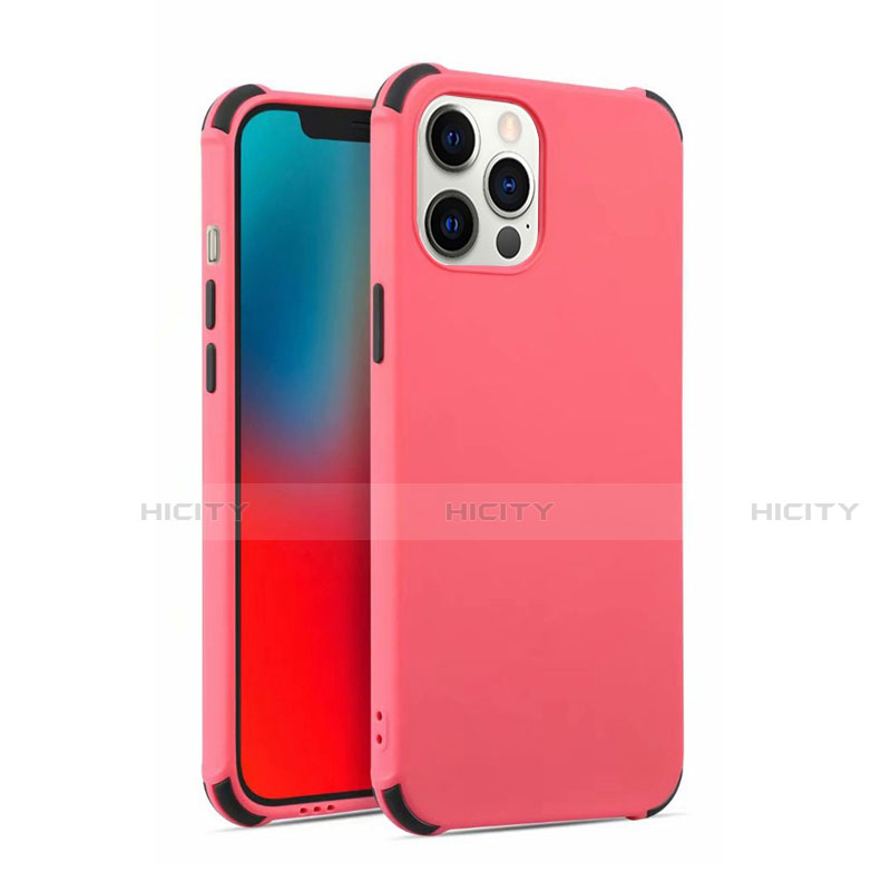 Funda Silicona Ultrafina Goma 360 Grados Carcasa C03 para Apple iPhone 12 Pro Rojo Rosa