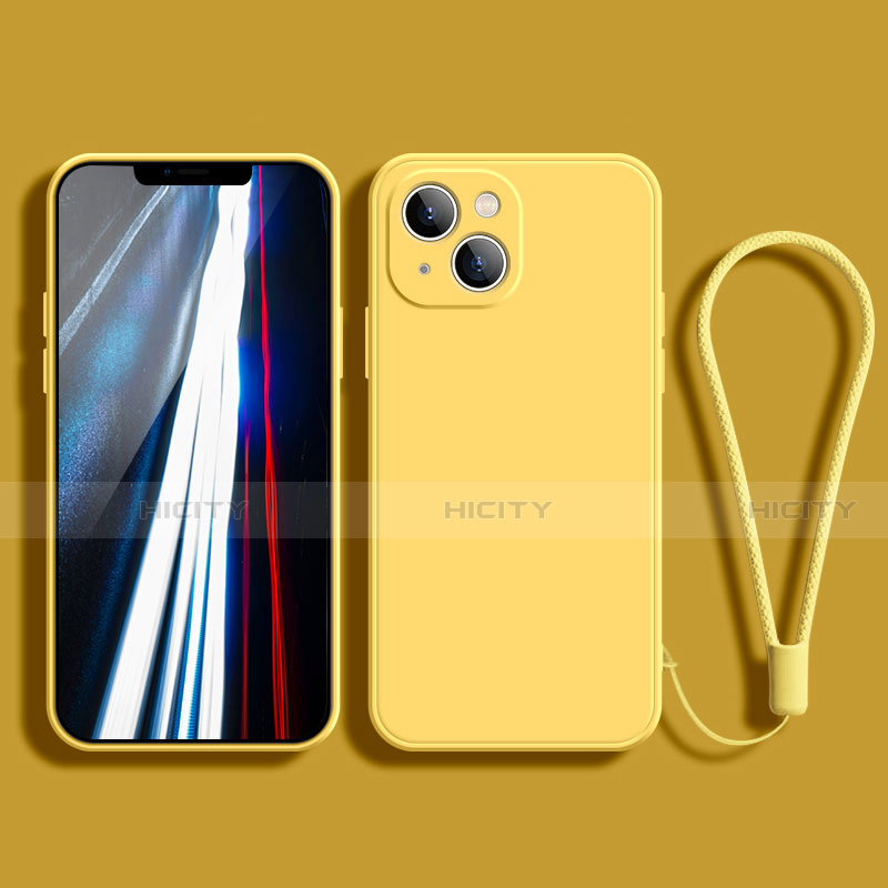 Funda Silicona Ultrafina Goma 360 Grados Carcasa G02 para Apple iPhone 13 Amarillo