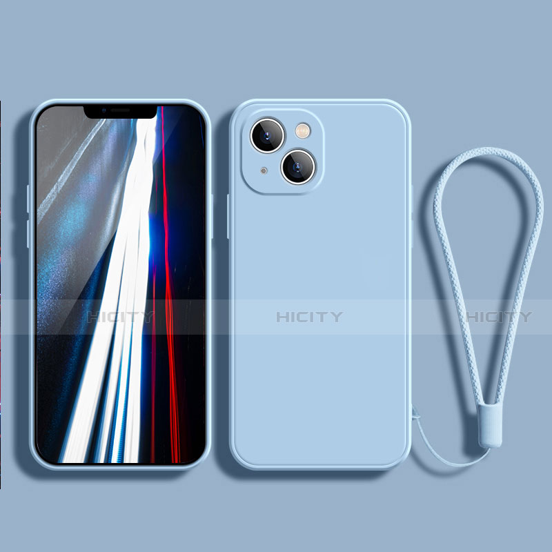 Funda Silicona Ultrafina Goma 360 Grados Carcasa G02 para Apple iPhone 13 Azul Cielo