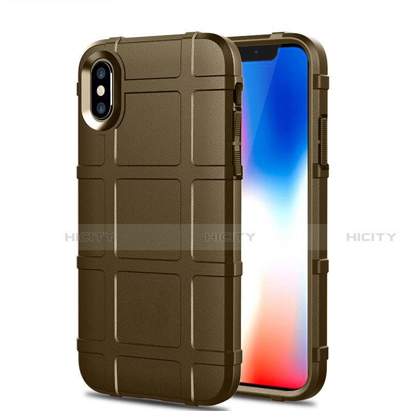 Funda Silicona Ultrafina Goma 360 Grados Carcasa para Apple iPhone Xs Marron