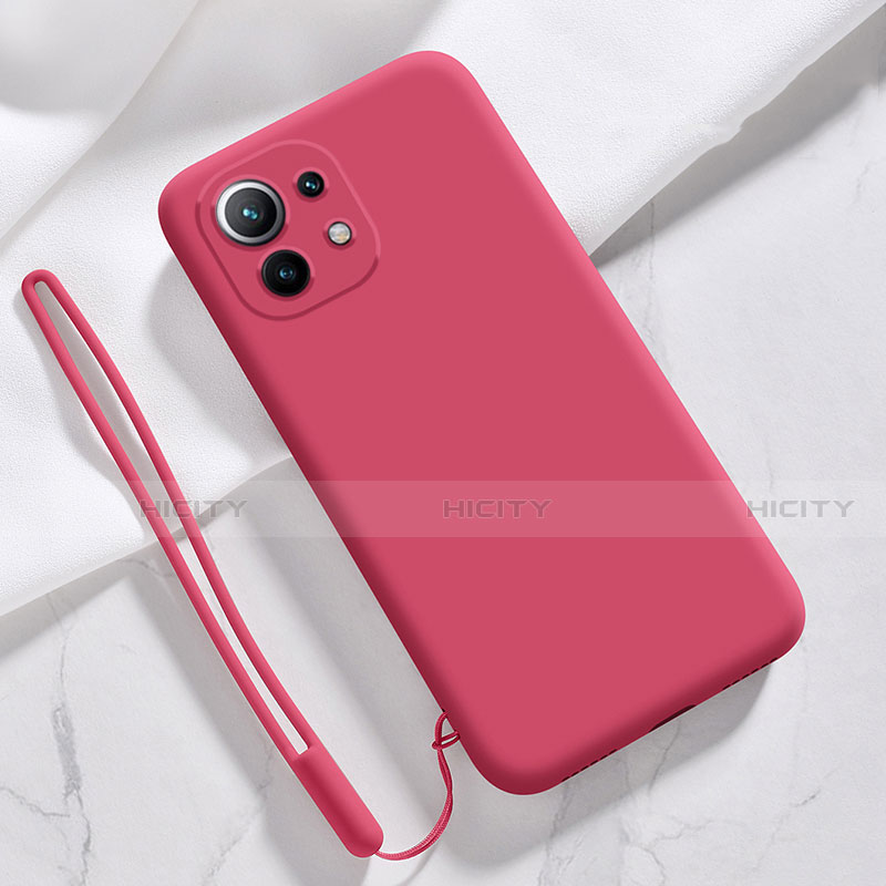 Funda Silicona Ultrafina Goma 360 Grados Carcasa para Xiaomi Mi 11 Lite 5G Rojo Rosa