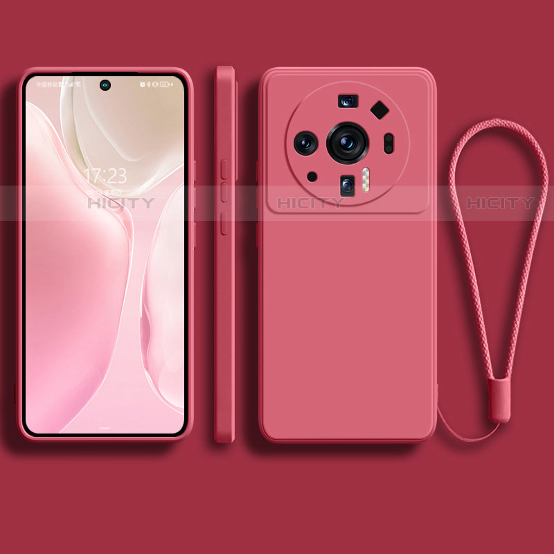 Funda Silicona Ultrafina Goma 360 Grados Carcasa para Xiaomi Mi 12 Ultra 5G Rojo Rosa