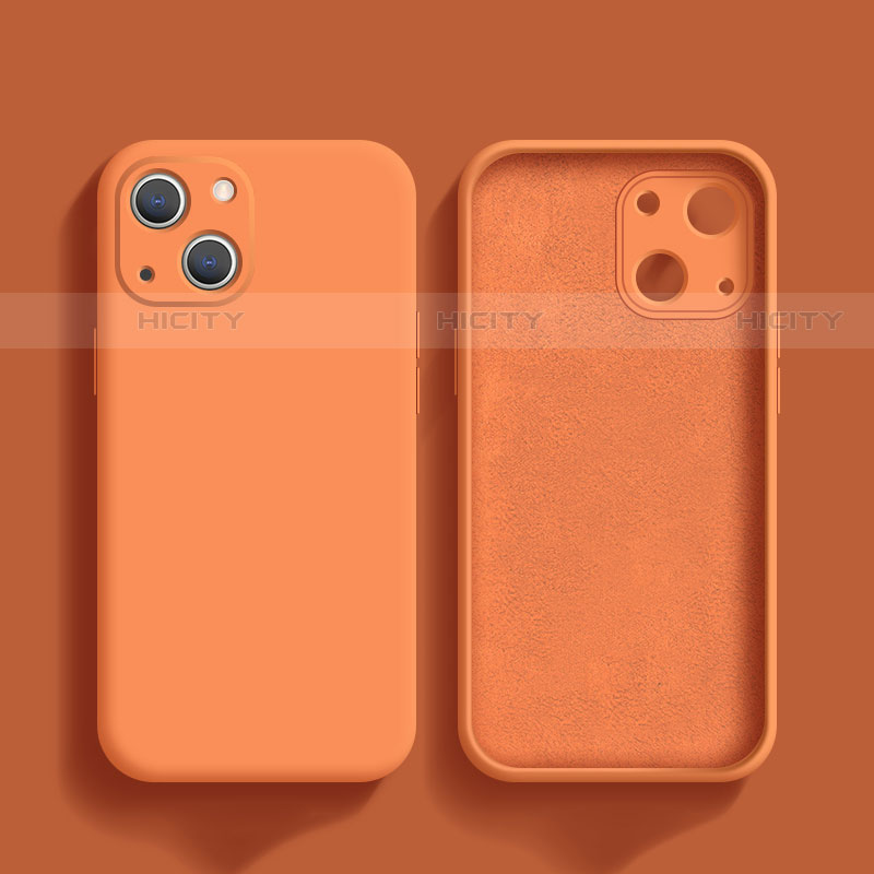 Funda Silicona Ultrafina Goma 360 Grados Carcasa S02 para Apple iPhone 13 Mini Naranja