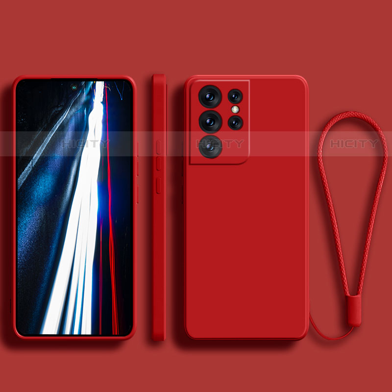 Funda Silicona Ultrafina Goma 360 Grados Carcasa S02 para Samsung Galaxy S21 Ultra 5G Rojo