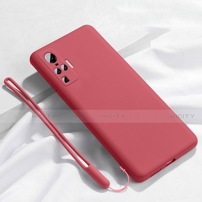 Funda Silicona Ultrafina Goma 360 Grados Carcasa S03 para Vivo X50 Pro 5G Rojo Rosa
