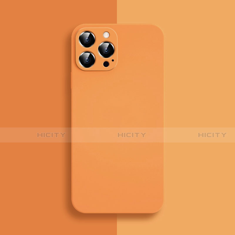 Funda Silicona Ultrafina Goma 360 Grados Carcasa S04 para Apple iPhone 13 Pro Max Naranja