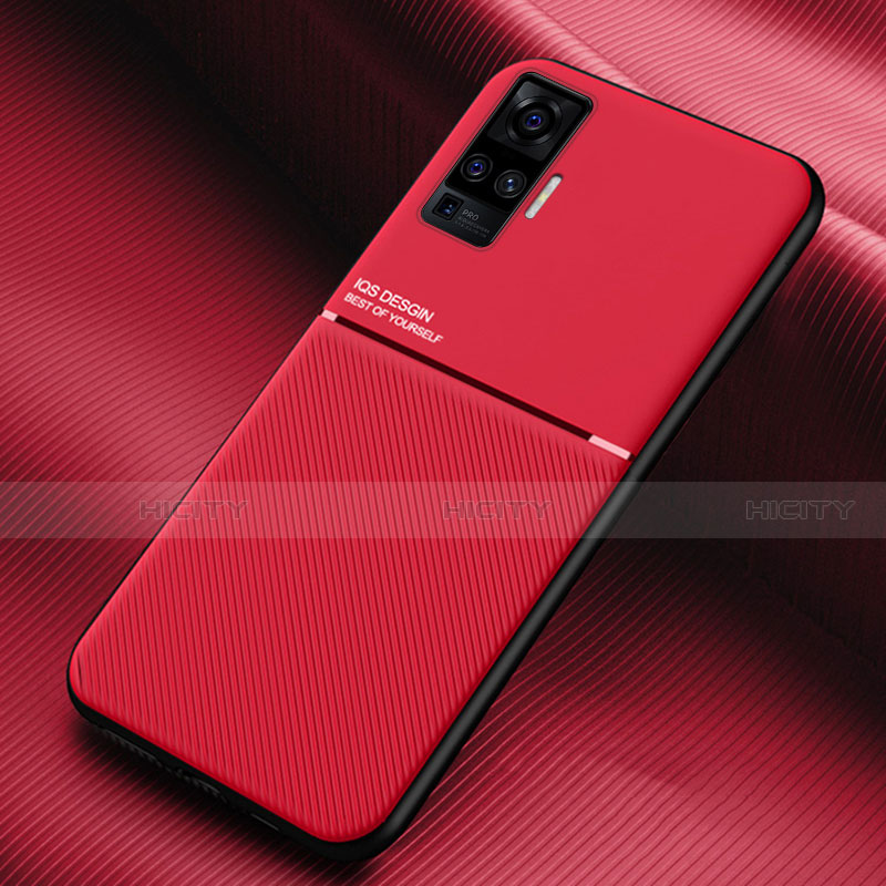 Funda Silicona Ultrafina Goma 360 Grados Carcasa S04 para Vivo X50 Pro 5G Rojo