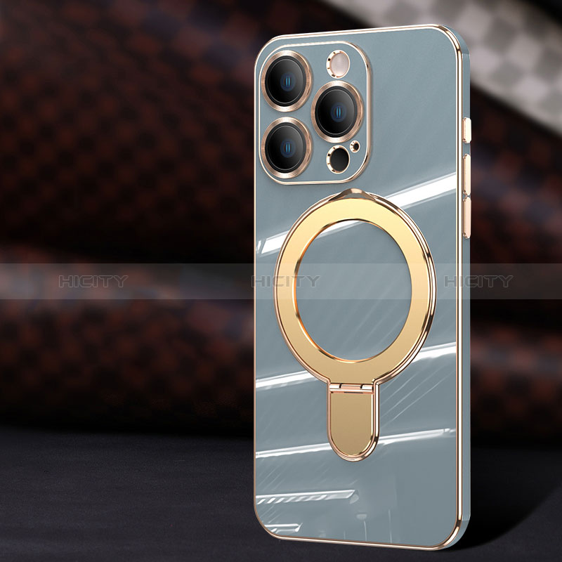Funda Silicona Ultrafina Goma Carcasa con Mag-Safe Magnetic C01 para Apple iPhone 12 Pro Max Gris