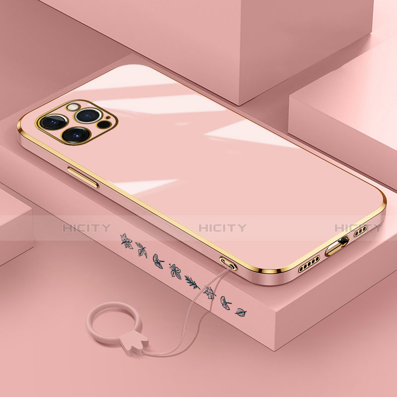 Funda Silicona Ultrafina Goma Carcasa S03 para Apple iPhone 13 Pro Oro Rosa
