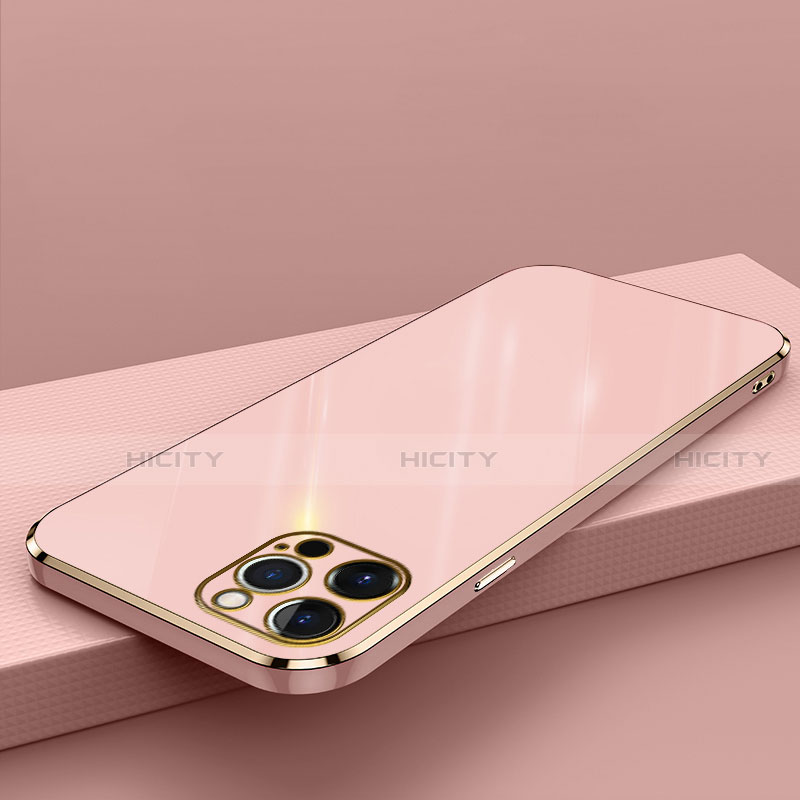 Funda Silicona Ultrafina Goma Carcasa S04 para Apple iPhone 14 Pro Oro Rosa