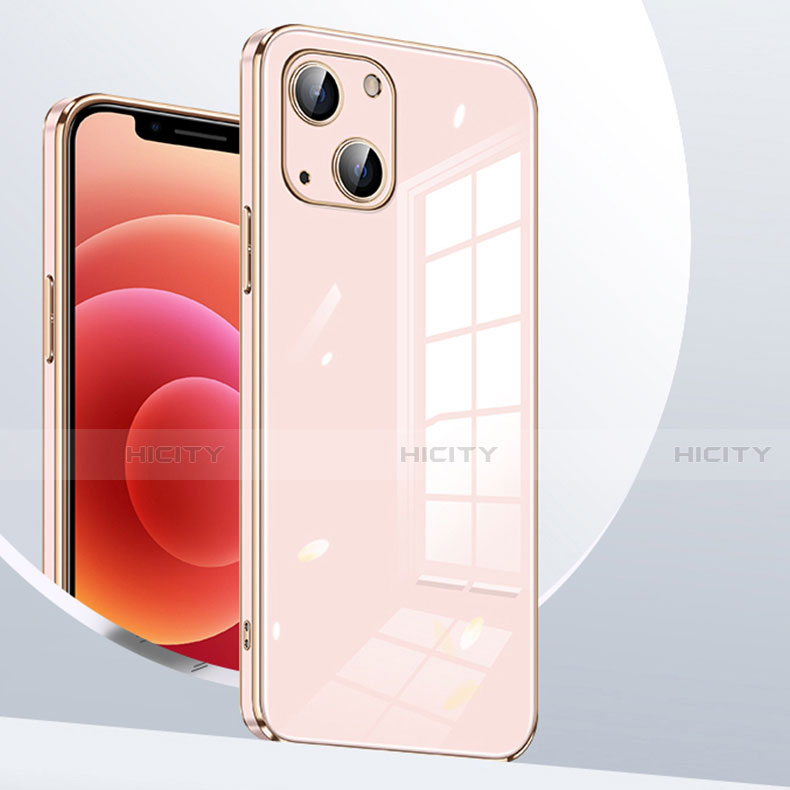 Funda Silicona Ultrafina Goma Carcasa S06 para Apple iPhone 13 Mini Oro Rosa