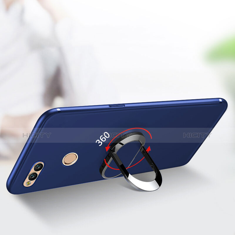 Funda Silicona Ultrafina Goma con Anillo de dedo Soporte A01 para Huawei Honor Play 7X Azul
