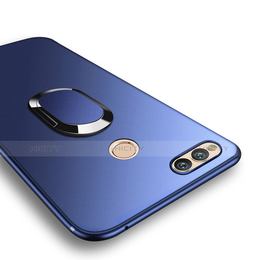 Funda Silicona Ultrafina Goma con Anillo de dedo Soporte A01 para Huawei Honor Play 7X Azul