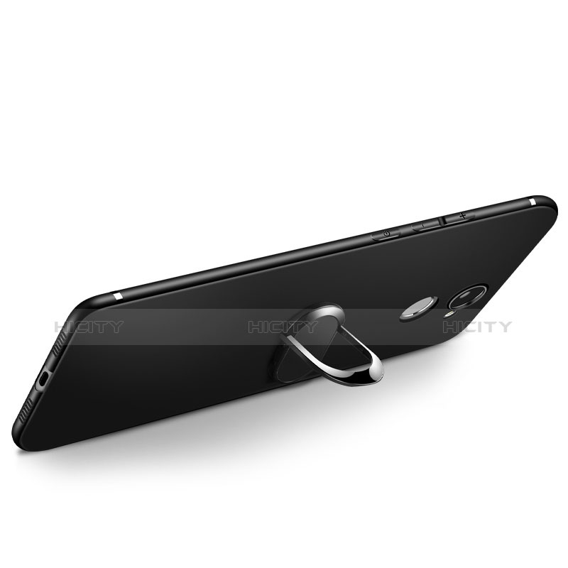 Funda Silicona Ultrafina Goma con Anillo de dedo Soporte A02 para Huawei Enjoy 7 Plus Negro