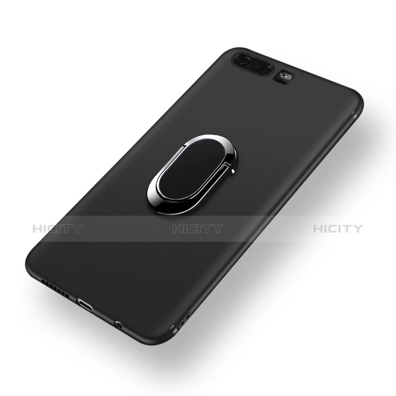 Funda Silicona Ultrafina Goma con Anillo de dedo Soporte A02 para Huawei Honor 9 Premium Negro
