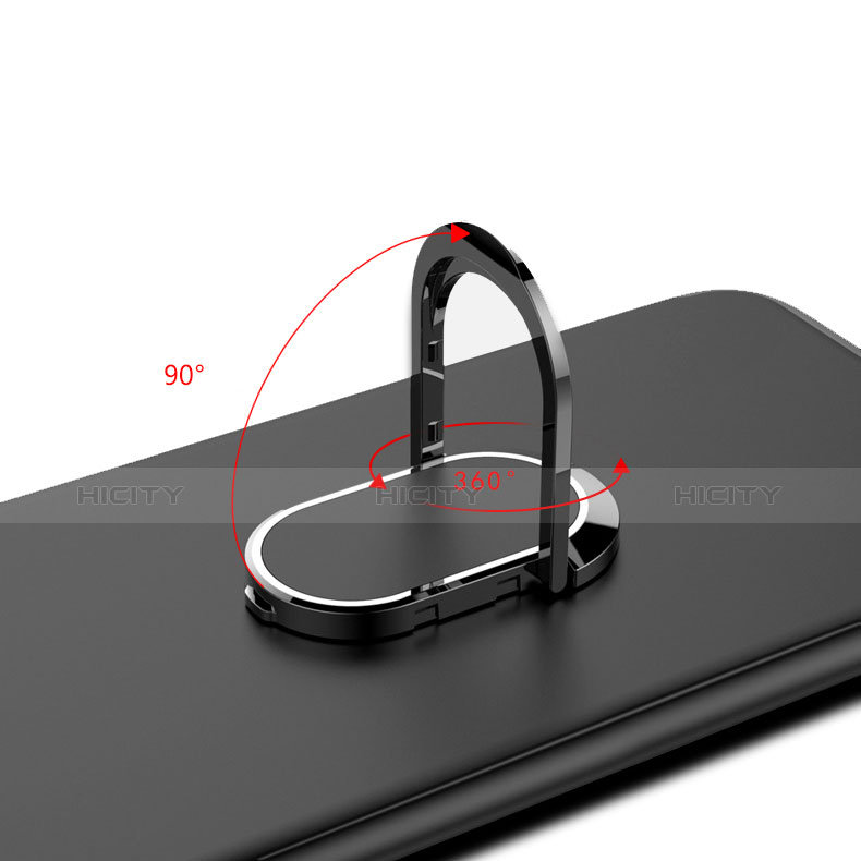 Funda Silicona Ultrafina Goma con Anillo de dedo Soporte A02 para Samsung Galaxy S8 Negro