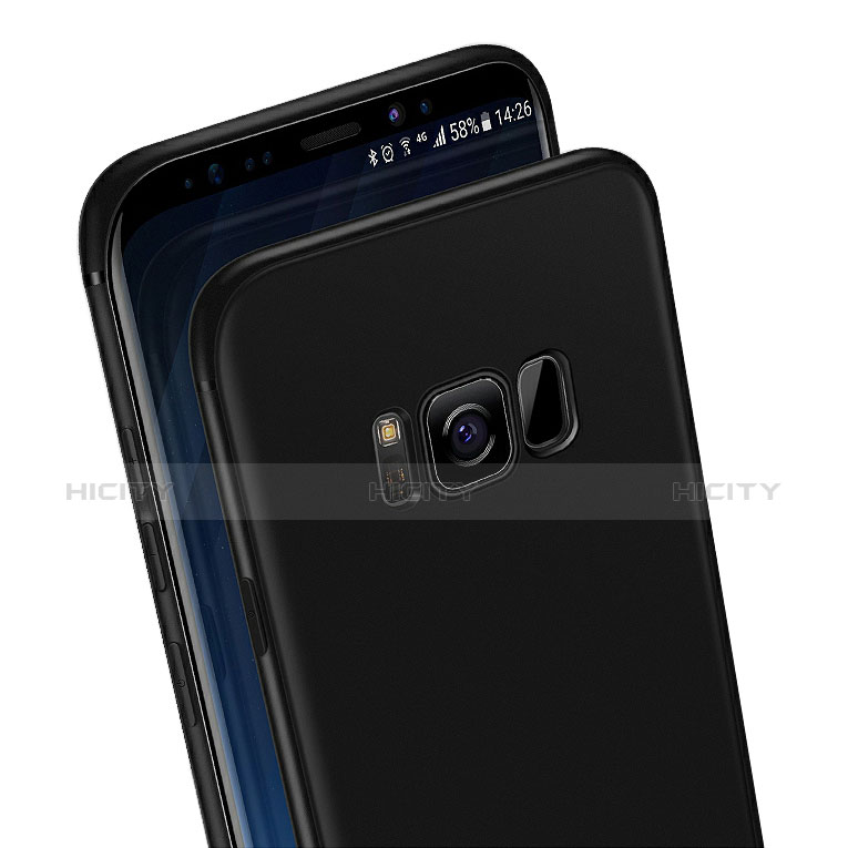 Funda Silicona Ultrafina Goma con Anillo de dedo Soporte A03 para Samsung Galaxy S8 Plus Negro