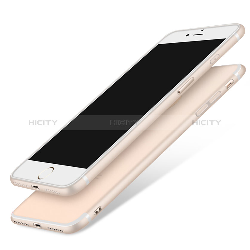 Funda Silicona Ultrafina Goma con Anillo de dedo Soporte A04 para Apple iPhone 8 Plus Oro