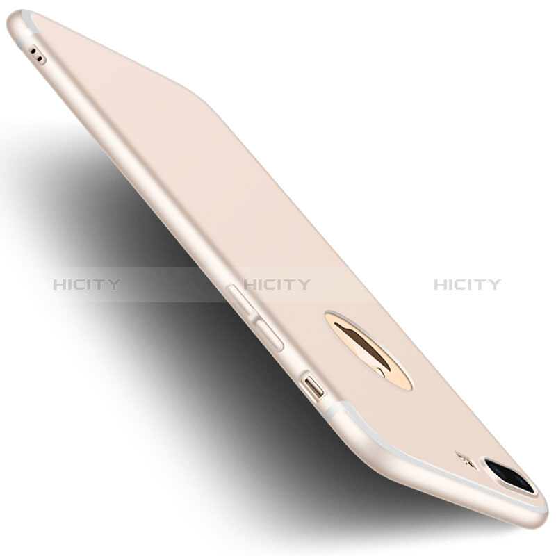 Funda Silicona Ultrafina Goma con Anillo de dedo Soporte A04 para Apple iPhone 8 Plus Oro