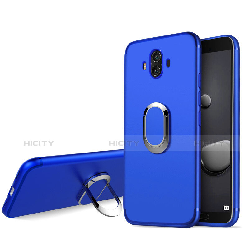 Funda Silicona Ultrafina Goma con Anillo de dedo Soporte A04 para Huawei Mate 10 Azul