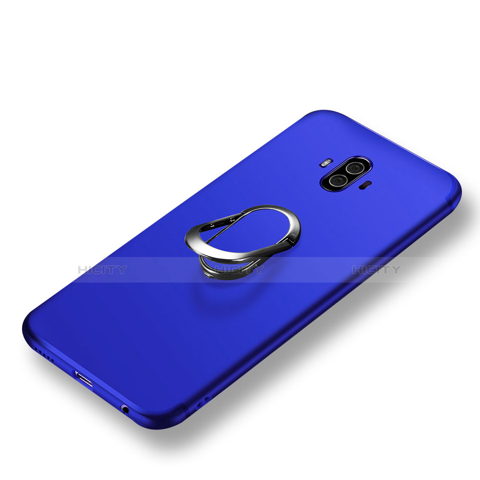 Funda Silicona Ultrafina Goma con Anillo de dedo Soporte A04 para Huawei Mate 10 Azul