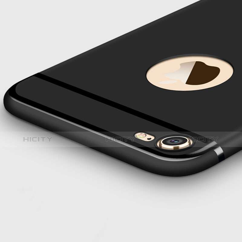 Funda Silicona Ultrafina Goma con Anillo de dedo Soporte para Apple iPhone 6S Plus Negro
