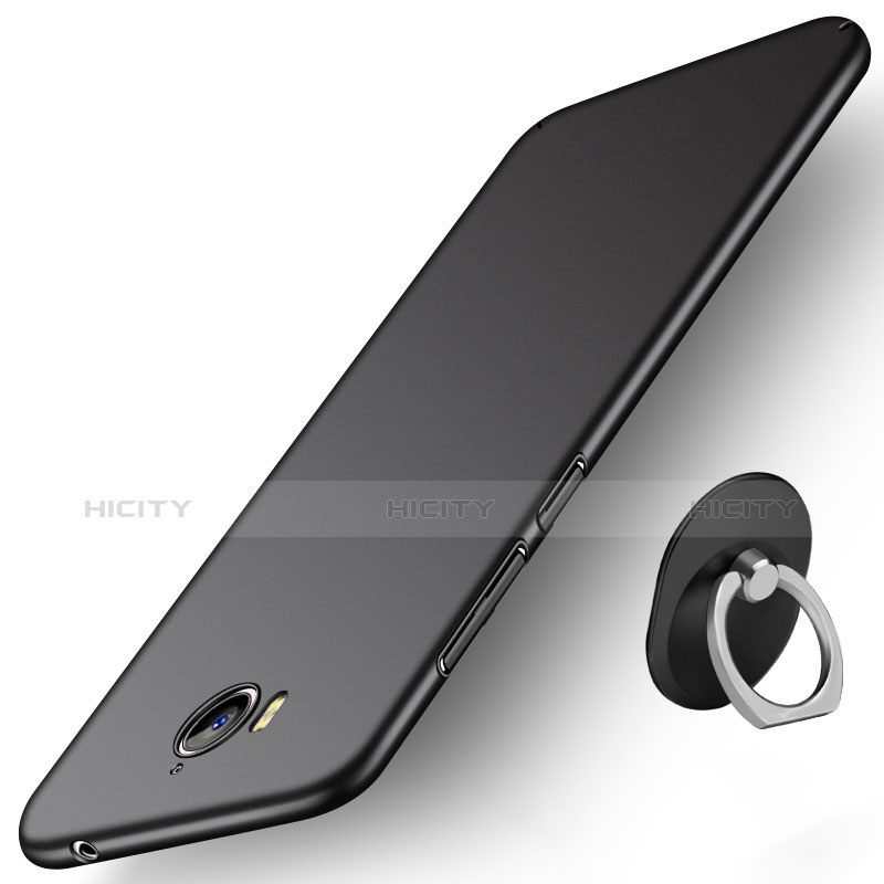 Funda Silicona Ultrafina Goma con Anillo de dedo Soporte para Huawei Y5 (2017) Negro