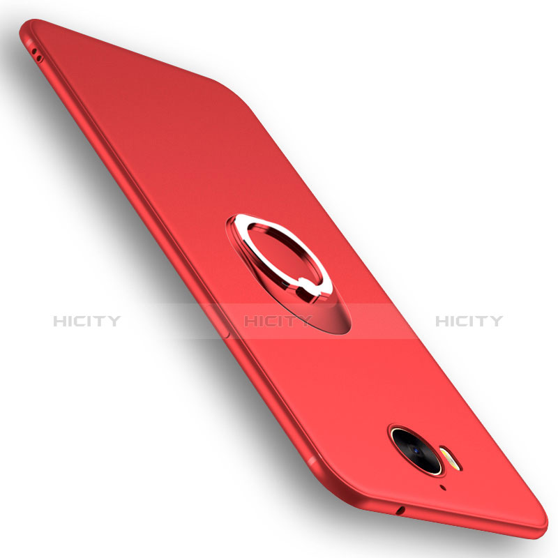 Funda Silicona Ultrafina Goma con Anillo de dedo Soporte para Huawei Y5 III Y5 3 Rojo