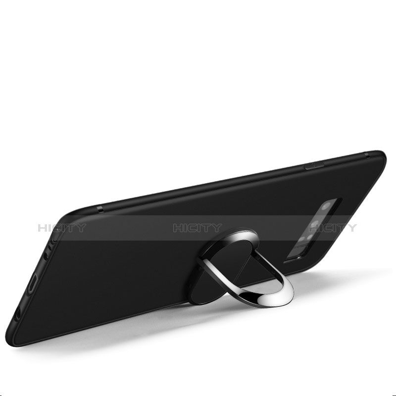 Funda Silicona Ultrafina Goma con Anillo de dedo Soporte para Samsung Galaxy Note 8 Negro
