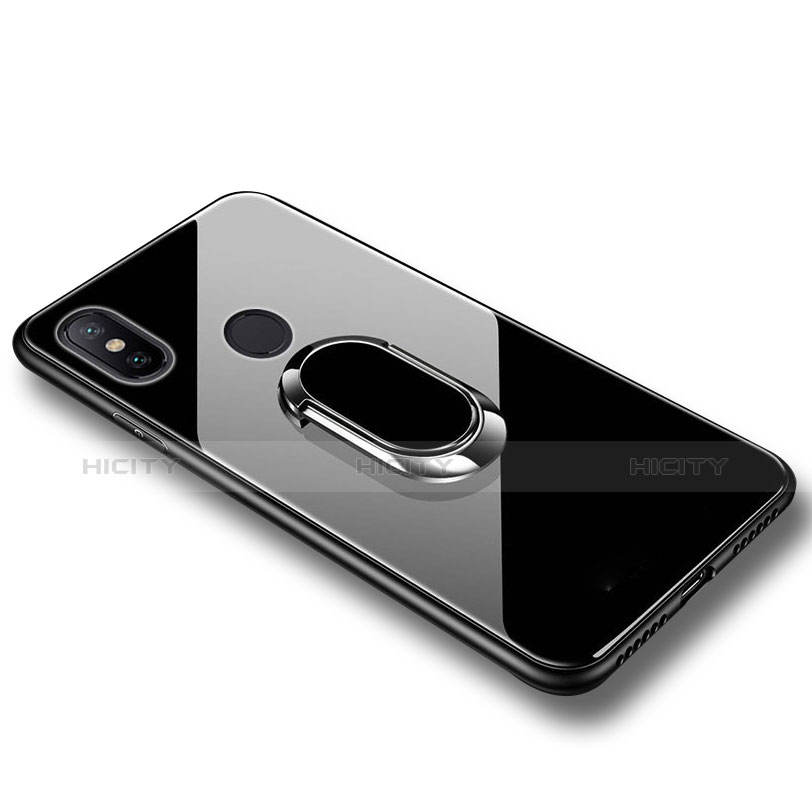 Funda Silicona Ultrafina Goma con Anillo de dedo Soporte para Xiaomi Mi Mix 2S Negro