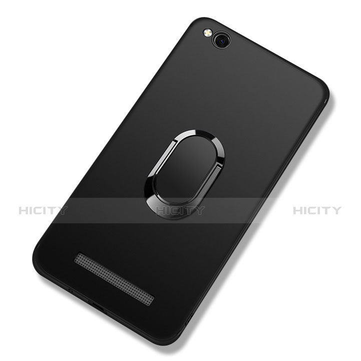 Funda Silicona Ultrafina Goma con Anillo de dedo Soporte para Xiaomi Redmi 4A Negro